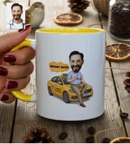 Kişiye Özel Karikatürlü Taksici Kupa Bardak Doğum Günü Hediyesi