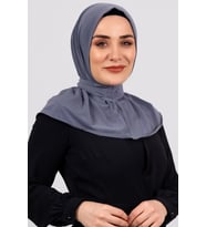 Gri Pratik Hazır Geçmeli Tesettür Eşarp Sandy Kumaş Arkadan Çıtçıtlı 2101_15