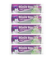 Büzgülü 10'lu Çöp Torbası Yasemin Kokulu Büyük Boy 65 x 70 cm Beşli Paket