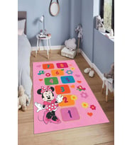 Dijital Baskılı Kaymaz Taban Yıkanabilir Kolay Temizlenir Modern Çocuk Odası Halısı NDÇ-HP-651 (Pembe)