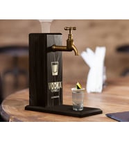 BK Gift Aynalı Altın Kabartma Musluklu Doğal Siyah(Ebony) Ahşap Vodka Standı, Home Bar, İçecek Dispenseri, Ahşap İçecek Çeşmesi-4
