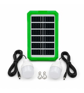 6V 3.5W Solar Panel Sistemli Taşınabilir Aydınlatma Seti – 2 LED Ampullü Kamp Lambası