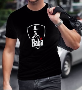 BK Home Godfather Baba Tasarımlı Siyah T-Shirt-15