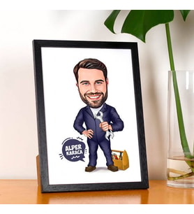 Kişiye Özel Tamir İşleri Seven Erkek Karikatürlü Resim Çerçevesi