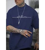 Erkek Whatever Baskılı Oversize Tshirt (Lacivert)