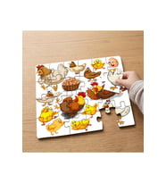 Sevimli Tavuklar Tasarımlı 24 Parça Ahşap Çocuk Puzzle MPK0231