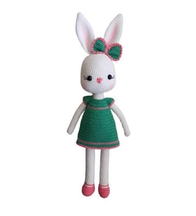 Yeşil Renk Şirin Tavşan Uyku Arkadaşı Amigurumi Organik Oyuncak