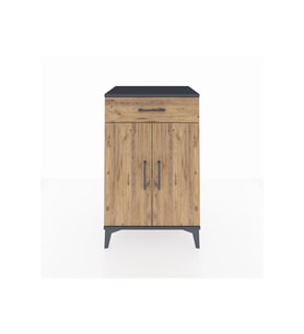 Hyperion Komodin 2 Raflı Tek Çekmeceli 2 Kapaklı 60x44x96 Antrasit-Çam
