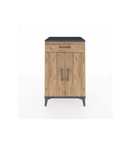 Hyperion Komodin 2 Raflı Tek Çekmeceli 2 Kapaklı 60x44x96 Antrasit-Çam