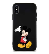 Apple iPhone X Soft Premier Kapak Mickey Mouse-C Tasarımlı Silikon Kılıf - Siyah (Şeffaf)