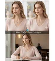 925 Ayar Papatya Silver mavi opal taşlı kalp kolye.rose.gold.rodaj