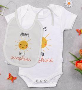 BK Kids Daddy's Little Sunshine Tasarımlı Bebek Body Zıbın ve Mama Önlüğü Hediye Seti - Model 1