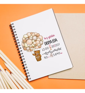 Hoş Geldin Bebek Tasarımlı Defter Kişiye Özel