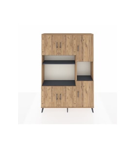 Arges Dolap 9 Raflı 6 Kapaklı 132x30x195 Çam-Çam/Antrasit