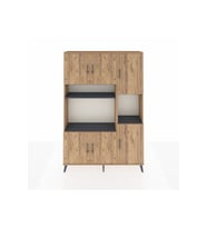 Arges Dolap 9 Raflı 6 Kapaklı 132x30x195 Çam-Çam/Antrasit