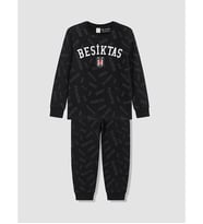 LCW Kids Siyah Beşiktaş Baskılı Erkek Çocuk Pijama Takım