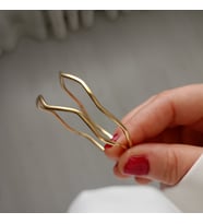 Lente Aksesuar 14K Altın Rengi Çelik Zigzag 2'li Ajda Bilezik (Gold)