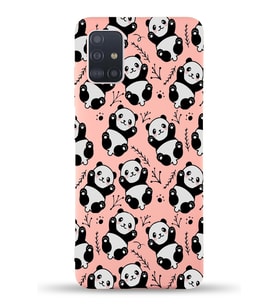 Samsung Galaxy M31s Uyumlu Lansman Kılıf Panda Tasarımlı İçi Kadife Kapak-Pembe (Şeffaf)