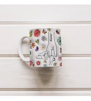 Anne ve Çocuklar Çiçekli Kupa Bardak Tasarımı, Üç Boyutlu Tarzı Anne Hediyesi, 330ml, Beyaz (Doğal Beyaz)