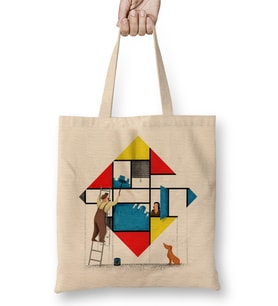 Art Mondri An' His House Bez Çanta Uzun Saplı