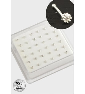 2 mm Zirkon Tek Taşlı Gümüş Hızma 36 Adet