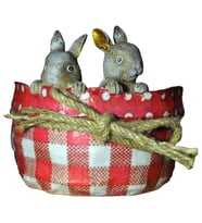 TAVŞANLI SEPET, 16 cm. El Boyaması Biblo, Dekoratif El Sanatları, ev & ofis dekorasyonu, hediyelik