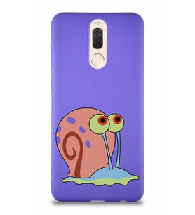 Huawei Mate 10 Lite Soft Premier Kapak Salyangoz Gary Tasarımlı Silikon Kılıf - Mor (Şeffaf)