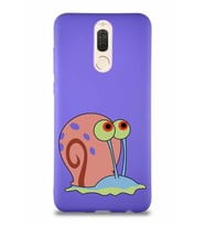 Huawei Mate 10 Lite Soft Premier Kapak Salyangoz Gary Tasarımlı Silikon Kılıf - Mor (Şeffaf)