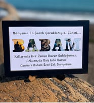 Babalar Gününe Özel Fotoğraflı Ahşap Çerçeve - BABAM Yazılı Kişiye Özel Hediye