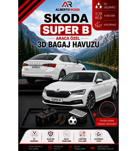 Skoda Super B 2008 - 2014 Araca Özel 3D Bagaj Havuzu