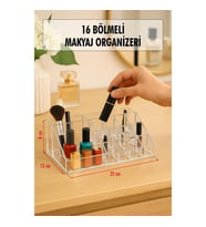Şeffaf 16 Bölmeli Makyaj Organizeri Düzenleyici 12×22×8 cm