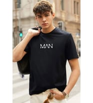 Unisex MAN Baskılı T-shirt (Siyah)