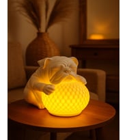 Bulldog Tasarımlı 3D Şık Masa Lambası , Çocuk Odası Estetik Gece Lambası , Tealight 18 x 18 Cm