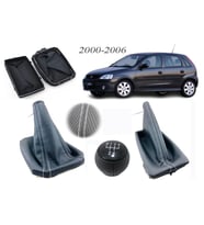 Opel Corsa C Vites Körüğü + El Freni Körüğü + Vites Topuzu Delikli Deri Gri Dikiş