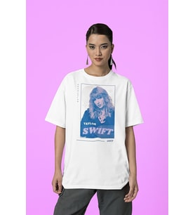 Reputation Şarkıcı Taylor Swift Baskılı Oversize Tişört