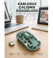 Çift Mod Bağlantılı Kablosuz Mouse Bluetooth Ve Usb Alıcılı Yeni Nesil