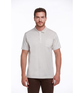 Hatemoğlu Gri Regular Fit %100 Pamuk Basic Merserize Polo Yaka Tişört (Kemik)