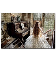 Cakapuzzle Terkedilmiş Ev Piyano ve Beyaz Elbiseli Kız  Puzzle Yapboz MDF (Ahşap) (120 Parça)