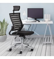 Asbir Mobilya Capri Başlıklı Fileli Başlıklı Metal Ayaklı Ofis Koltuğu Çalışma Koltuğu (Siyah)