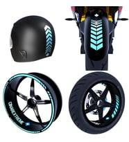 Moto Rider 4'lü Sticker Seti Nane Yeşili İç Dış Jant Şeridi Kask ve Çamurluk Çın
