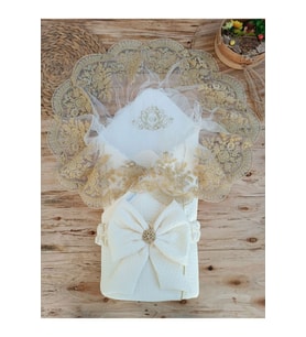 Bebek Battaniyesi Dış Kundak Dantelli Bebek Kundağı Unisex Hastane Çıkışı Hediyelik Yenidoğan