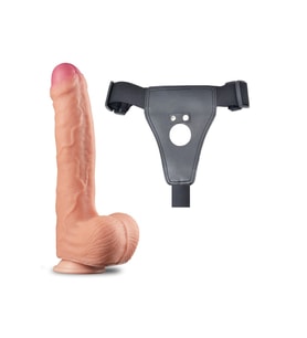 Lovetoy Belden Bağlamalı 28 Çift Katmanlı Platin Silikon Strap On Dildo