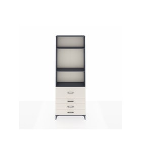 Arges Dolap 3 Raflı 4 Çekmeceli 88x30x243 Antrasit-Aytaşı