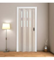 Faran Dekorasyon 130 x 215 Akçaağaç Renk Camlı Pvc Akordiyon Katlanır Kapı - FRNAKMODEL-56