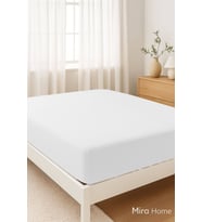 Çift Kişilik Düz Penye %100 Pamuklu Lastikli Çarşaf 160X200 (Beyaz)