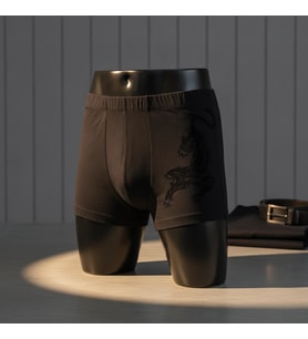 Erkek Flok Panter Baskılı Siyah Renk Boxer BB2764