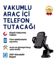 Araç İçi Telefon Tutacağı Vakumlu Sabit Stand Güçlü Tutuculu Kayıp Önleyici Aparat Tutucu