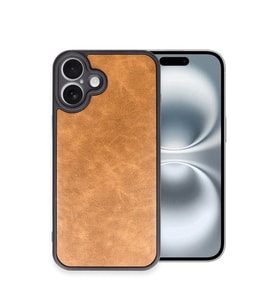 Apple iPhone 16 Plus Kılıf Aras Deri Kapak - Taba