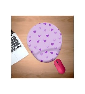 Minik Mor ve Lila Kalpler Bilek Destekli Mouse Pad