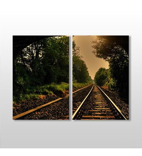 Tren Rayları Kanvas Tablo 90x80cm (Karışık)